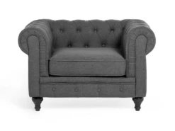 Fauteuil En Tissu Gris CHESTERFIELD -Fauteuil Boutique fauteuil 12110291