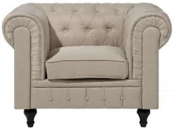Fauteuil En Tissu Beige CHESTERFIELD Big -Fauteuil Boutique fauteuil 12110379