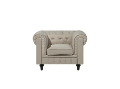 Fauteuil En Tissu Beige CHESTERFIELD Big -Fauteuil Boutique fauteuil 12110381