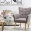 Fauteuil De Salon En Tissu Gris ANGEN
