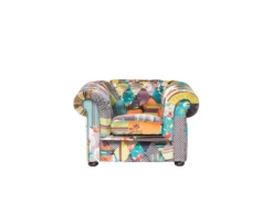 Fauteuil Patchwork En Tissu Jaune CHESTERFIELD -Fauteuil Boutique fauteuil 12110727
