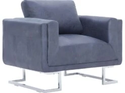 Fauteuil Chaise Siège Lounge Design Club Sofa Salon Cube Gris Synthétique Daim 1102276
