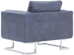 Fauteuil Chaise Siège Lounge Design Club Sofa Salon Cube Gris Synthétique Daim 1102276 -Fauteuil Boutique fauteuil 12349777
