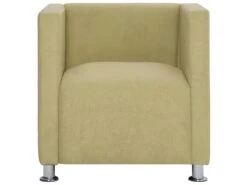 Fauteuil Chaise Siège Lounge Design Club Sofa Salon Cube Vert Polyester 1102270/2 -Fauteuil Boutique fauteuil 12349825