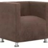 Fauteuil Chaise Siège Lounge Design Club Sofa Salon Cube Marron Polyester 1102268