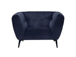 Fauteuil Velours Bleu Nuit Capitonné Avec Piètement Métal Noir - BRIO -Fauteuil Boutique fauteuil 12405899