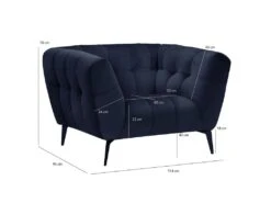 Fauteuil Velours Bleu Nuit Capitonné Avec Piètement Métal Noir - BRIO -Fauteuil Boutique fauteuil 12405903