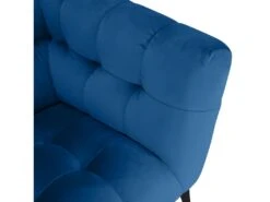 Fauteuil Velours Bleu Capitonné Avec Piètement Métal Noir - BRIO -Fauteuil Boutique fauteuil 12405911