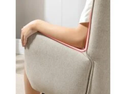 Fauteuil à Bascule Allaitement Scandinave Chaise Loisir Et Repos En Tissu Avec Pieds En E' Bois Métal Pour Salon, Chambre, Massif, Beige, 66x84x97cm -Fauteuil Boutique fauteuil 12737739