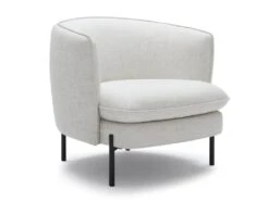 Fauteuil En Tissu Et Lin Crème Avec Pieds En Métal Noir ANOULA -Fauteuil Boutique fauteuil 12872667