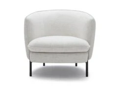 Fauteuil En Tissu Et Lin Crème Avec Pieds En Métal Noir ANOULA -Fauteuil Boutique fauteuil 12872669
