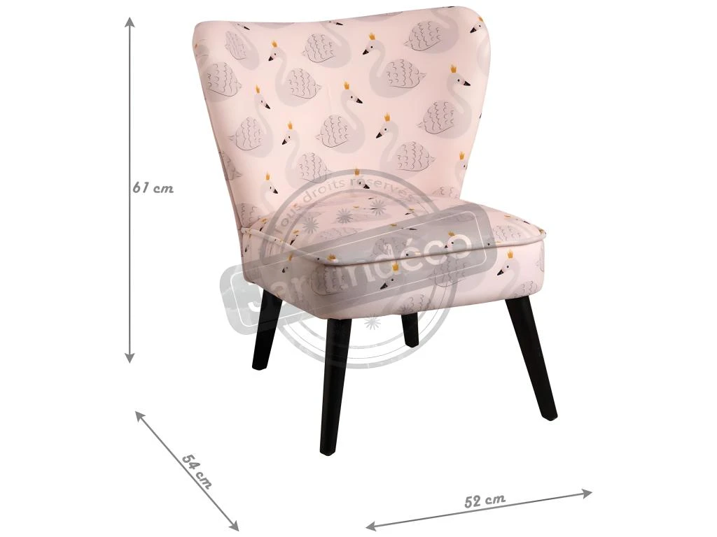 Fauteuil Enfant En Coton Et Bois Cygne Rose 2 Fauteuil Enfant En Coton Et Bois Cygne Rose – Image 2