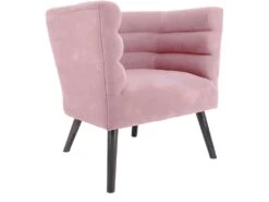 Fauteuil Design En Velours Et Bois Explicit Rose Poudré