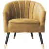Fauteuil En Velours Pieds En Bois Bicolores Royal Ocre