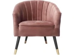 Fauteuil En Velours Pieds En Bois Bicolores Royal Mauve