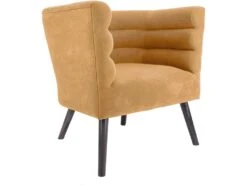 Fauteuil Design En Velours Et Bois Explicit Ocre
