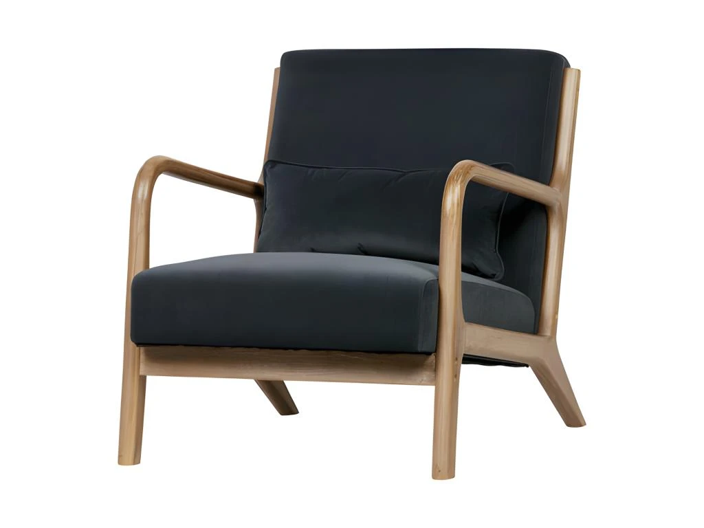 MARK - Fauteuil Scandinave Velours Anthracite 1 MARK - Fauteuil Scandinave Velours Anthracite