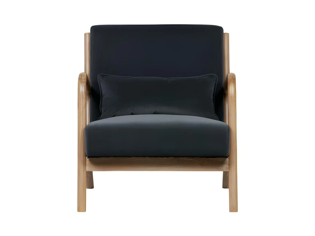 MARK - Fauteuil Scandinave Velours Anthracite 2 MARK - Fauteuil Scandinave Velours Anthracite – Image 2