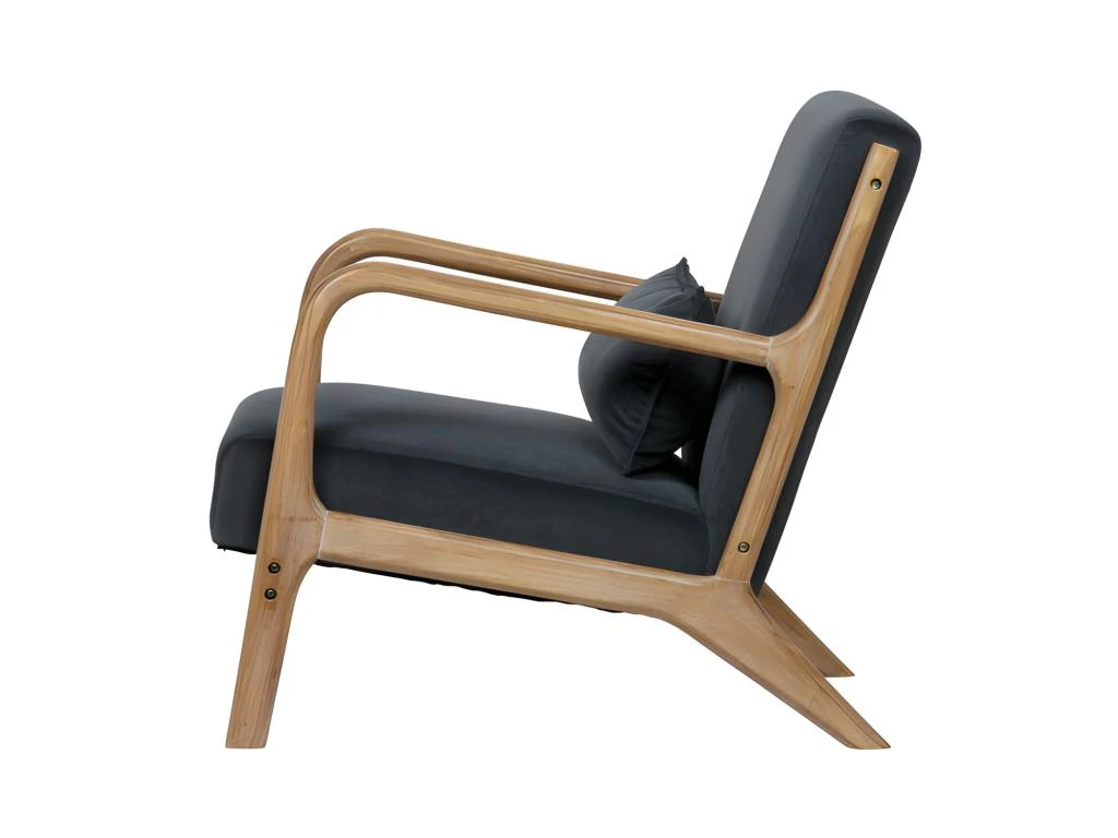 MARK - Fauteuil Scandinave Velours Anthracite 4 MARK - Fauteuil Scandinave Velours Anthracite – Image 4