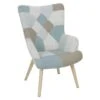 DAMAS - Fauteuil Motif Patchwork Bleu Et Gris