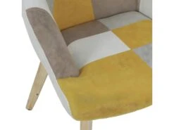 DAMAS - Fauteuil Motif Patchwork Jaune Taupe Et Gris -Fauteuil Boutique fauteuil 13381689