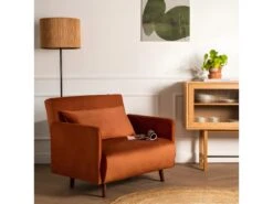 Belushi - Fauteuil Convertible En Velours - Couleur - Rouille -Fauteuil Boutique fauteuil 13390575