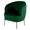 CUT-Fauteuil Lounge En Velours Vert Sapin Et Pieds Métal Noir