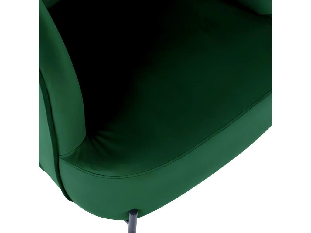 CUT-Fauteuil Lounge En Velours Vert Sapin Et Pieds Métal Noir 4 CUT-Fauteuil Lounge En Velours Vert Sapin Et Pieds Métal Noir – Image 4