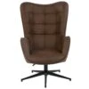 URBAN MEUBLE Fauteuil Vintage Chaise Pivotant Pour Bureau Salon Chambre Avec Un Revêtement En Tissu Des Accoudoirs Rembourés, Métal, Marron, 70*80*100CM