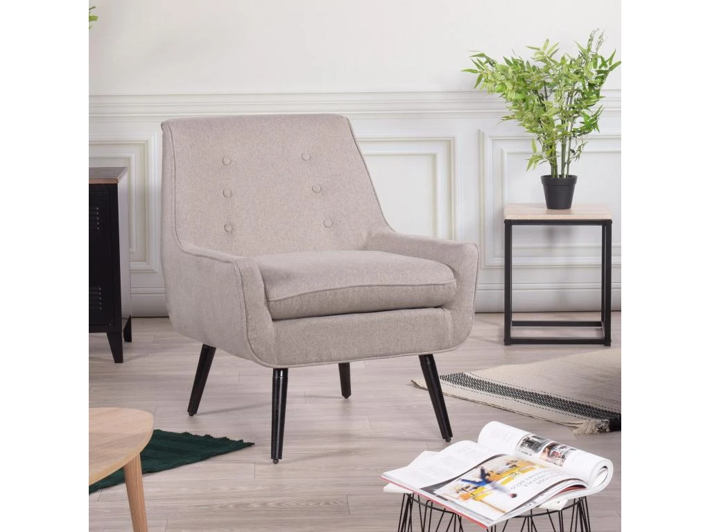 URBAN MEUBLE Fauteuils De Salon Scandinave 1 Personne Petit Canapé Beige Rembourrée épaisse Pied Métal Noir 68*78.5*84cm 2 URBAN MEUBLE Fauteuils De Salon Scandinave 1 Personne Petit Canapé Beige Rembourrée épaisse Pied Métal Noir 68*78.5*84cm – Image 2