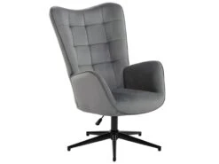 URBAN MEUBLE Fauteuil Scandinave Chaise Pivotant Pour Bureau Salon Chambre Avec Un Revêtement En Tissu Des Accoudoirs Rembourés, Métal, Gris, 70*80*100CM