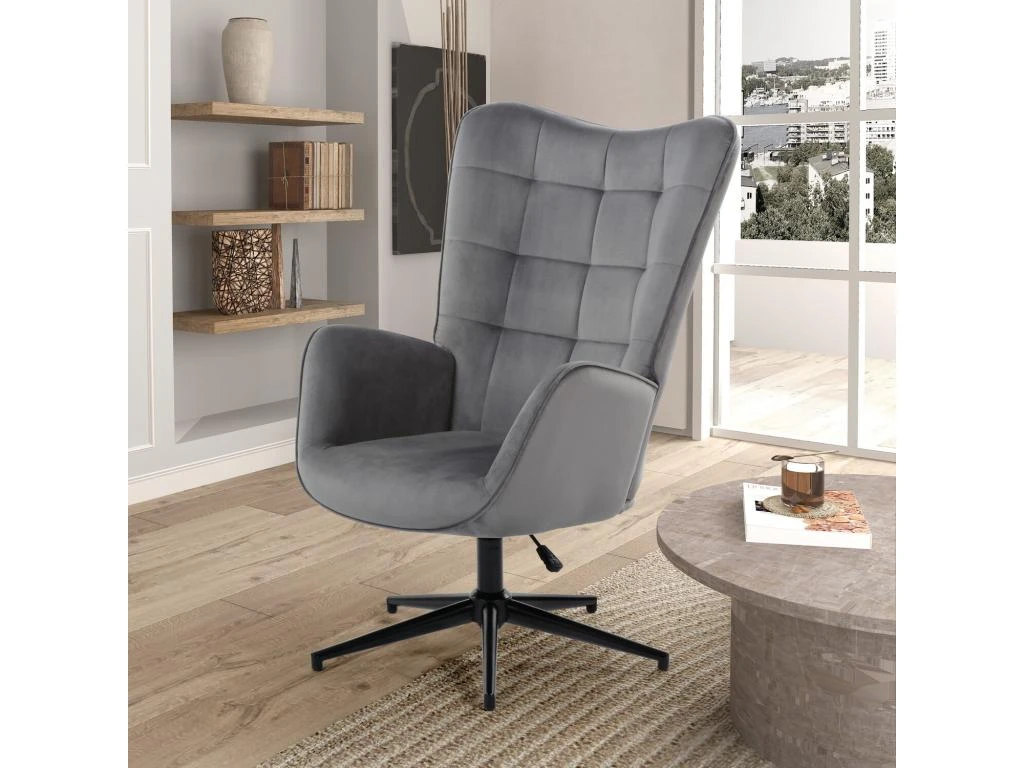 URBAN MEUBLE Fauteuil Scandinave Chaise Pivotant Pour Bureau Salon Chambre Avec Un Revêtement En Tissu Des Accoudoirs Rembourés, Métal, Gris, 70*80*100CM 2 URBAN MEUBLE Fauteuil Scandinave Chaise Pivotant Pour Bureau Salon Chambre Avec Un Revêtement En Tissu Des Accoudoirs Rembourés, Métal, Gris, 70*80*100CM – Image 2