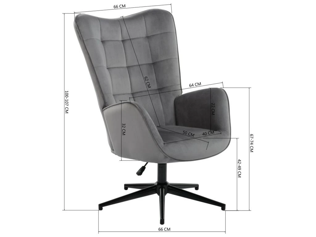 URBAN MEUBLE Fauteuil Scandinave Chaise Pivotant Pour Bureau Salon Chambre Avec Un Revêtement En Tissu Des Accoudoirs Rembourés, Métal, Gris, 70*80*100CM 5 URBAN MEUBLE Fauteuil Scandinave Chaise Pivotant Pour Bureau Salon Chambre Avec Un Revêtement En Tissu Des Accoudoirs Rembourés, Métal, Gris, 70*80*100CM – Image 5