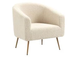 Fauteuil De Salon En Métal Et Bouclettes Blanches