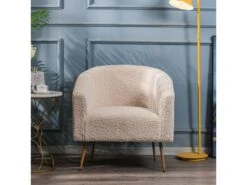 Fauteuil De Salon En Métal Et Bouclettes Blanches -Fauteuil Boutique fauteuil 14210173