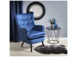 Fauteuil Rembourré En Velours 70 X 78 X 100 Cm - Bleu Foncé -Fauteuil Boutique fauteuil 14700855