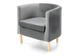Fauteuil En Velours 66 X 58 X 41 Cm - Gris Foncé/Naturel -Fauteuil Boutique fauteuil 14700921