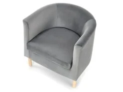 Fauteuil En Velours 66 X 58 X 41 Cm - Gris Foncé/Naturel -Fauteuil Boutique fauteuil 14700935