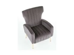 Fauteuil Rembourré En Velours 73 X 70 X 94 Cm - Gris -Fauteuil Boutique fauteuil 14701085