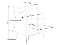 Fauteuil Rembourré En Velours 73 X 70 X 94 Cm - Gris -Fauteuil Boutique fauteuil 14701089