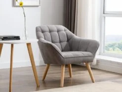 Fauteuil En Tissu Gris CASERTA -Fauteuil Boutique fauteuil 14801857