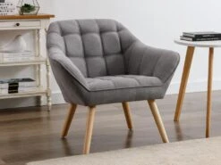 Fauteuil En Tissu Gris CASERTA -Fauteuil Boutique fauteuil 14801869