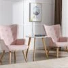 Fauteuil En Velours Rose VATELY