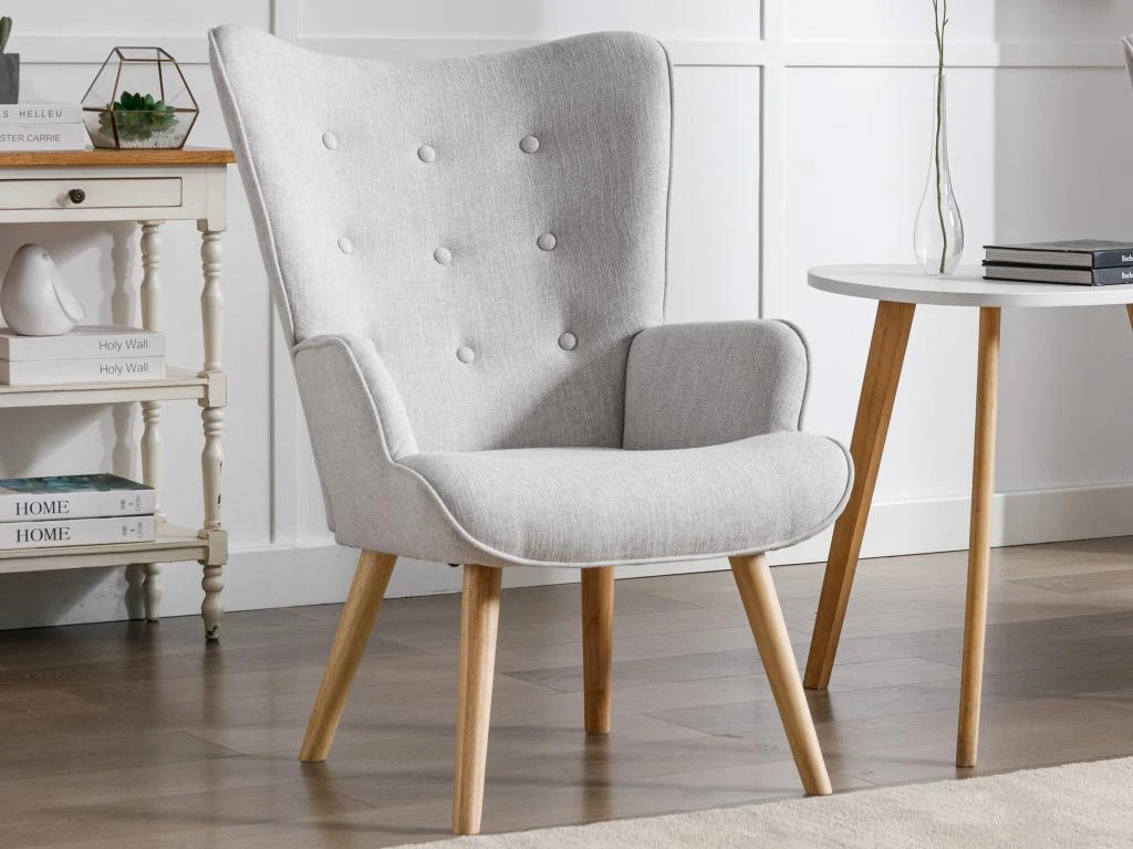 Fauteuil En Tissu Gris Clair VATELY 7 Fauteuil En Tissu Gris Clair VATELY – Image 7