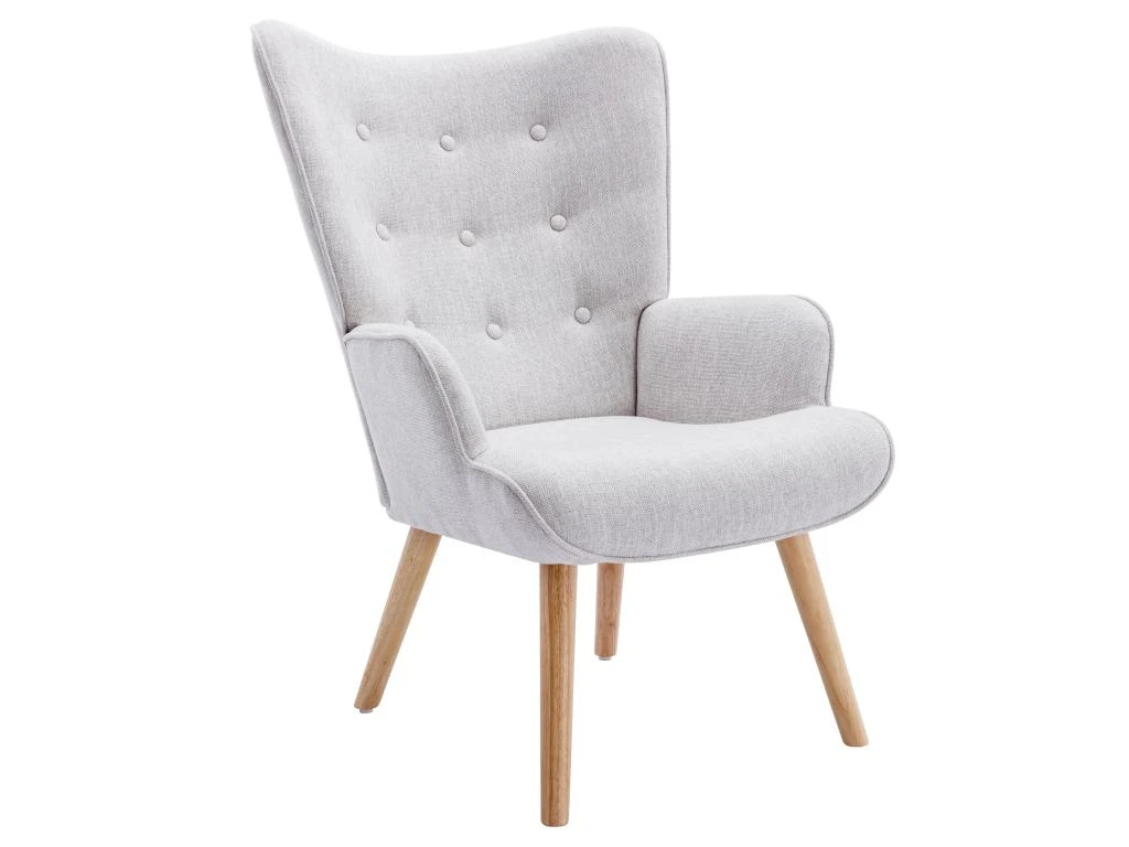 Fauteuil En Tissu Gris Clair VATELY 2 Fauteuil En Tissu Gris Clair VATELY – Image 2