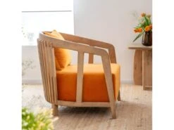Fauteuil En Bois De Manguier Et Velours Térence -Fauteuil Boutique fauteuil 15716997
