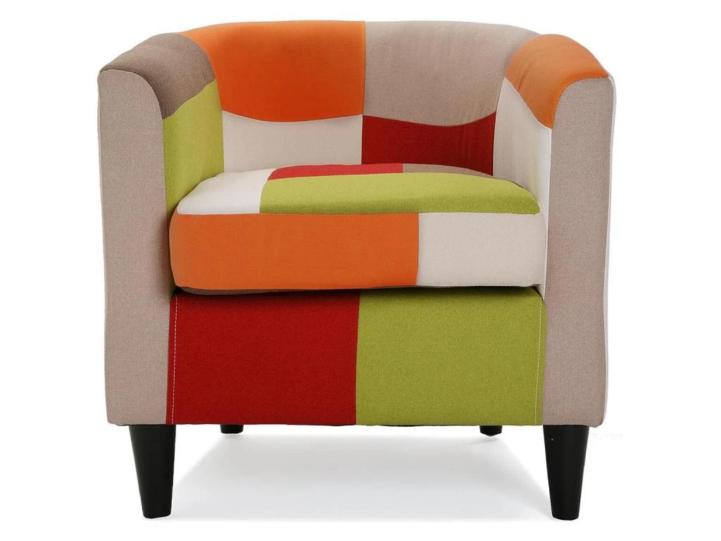 Fauteuil Pour Salon Red Patchwork, 56 X 62 X 64 Cm, Coton Et Bois, Rouge 4 Fauteuil Pour Salon Red Patchwork, 56 X 62 X 64 Cm, Coton Et Bois, Rouge – Image 4