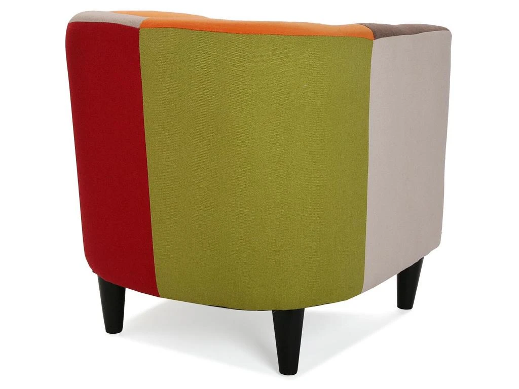 Fauteuil Pour Salon Red Patchwork, 56 X 62 X 64 Cm, Coton Et Bois, Rouge 5 Fauteuil Pour Salon Red Patchwork, 56 X 62 X 64 Cm, Coton Et Bois, Rouge – Image 5