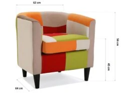 Fauteuil Pour Salon Red Patchwork, 56 X 62 X 64 Cm, Coton Et Bois, Rouge 11 Fauteuil Pour Salon Red Patchwork, 56 X 62 X 64 Cm, Coton Et Bois, Rouge -Fauteuil Boutique fauteuil 15812095