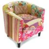 Fauteuil Pour Salon Pink Patchwork, 56 X 62 X 64 Cm, Coton Et Bois, Rose